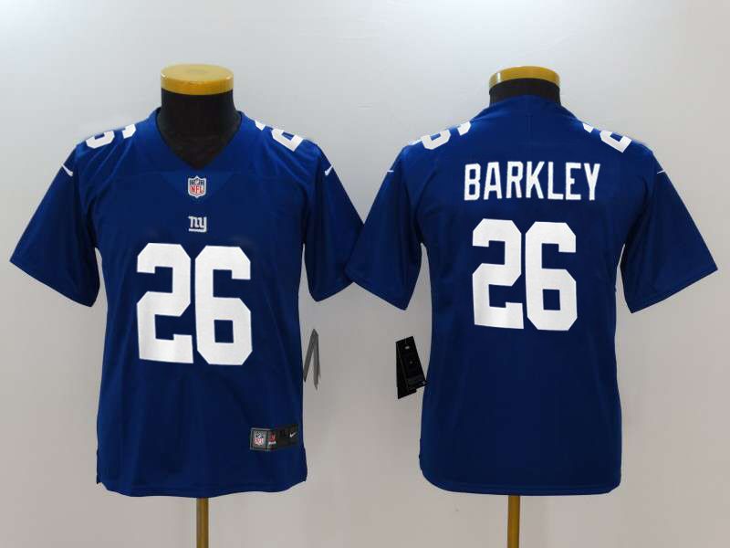 Youth New York Giants 26 Barkley Blue Nike Vapor Untouchable Limited NFL Jerseys